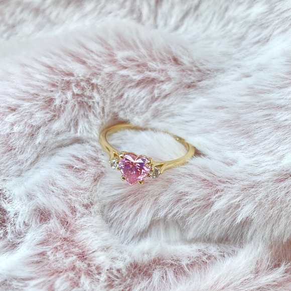 Ted and Mag Handmade 14k Solid Gold Pink Heart Ring - Picture 10 of 13